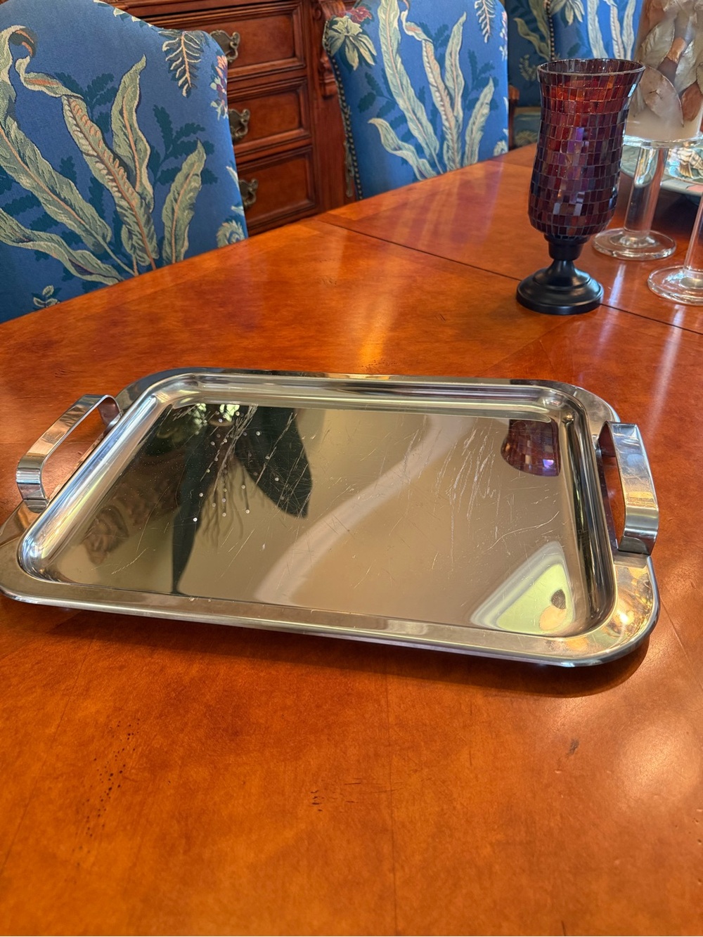 Vintage 1980s Tsubame Japan 18-8 Stainless Steel Serving Tray with Handles